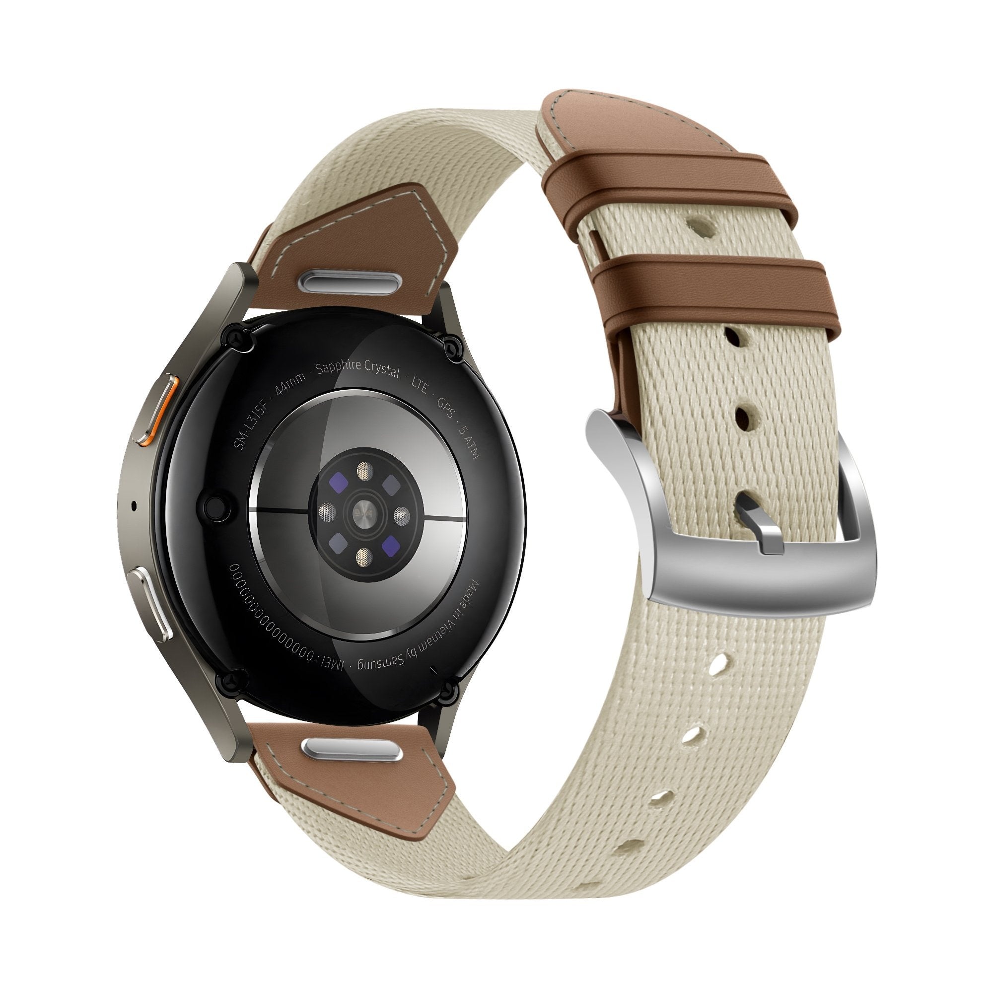 Bandz Bracelet cuir hybride 'Easy Fit' Huawei Watch GT 5 - 41mm (beige/marron)