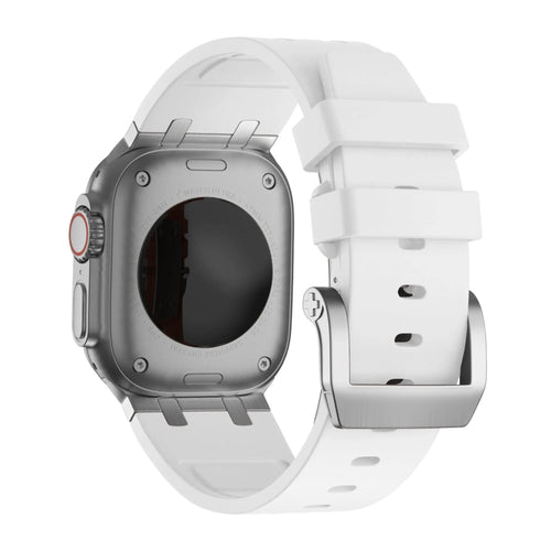 Silicone Strap 'Luxe Liquid', on a watch, 3/4 rear view
