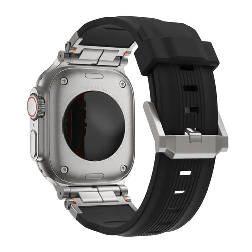 Bandz Apple Watch Liquid Silicone Strap 'Explorer' (Black with Titanium)