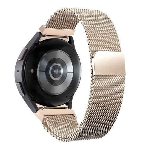 Milanese Loop Strap, rose gold, on a watch, 3/4 rear view