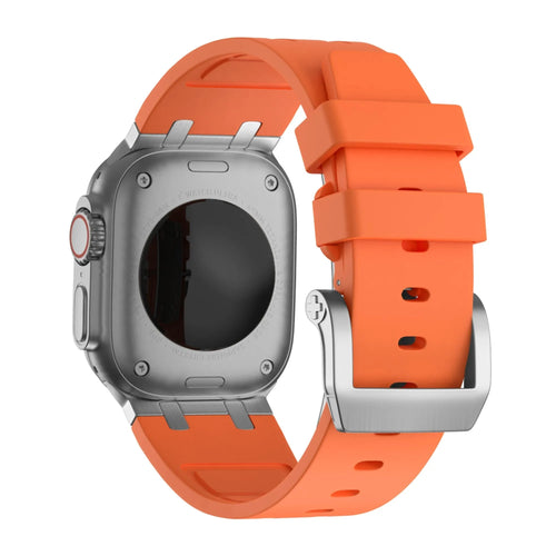 Silicone Strap 'Luxe Liquid', on a watch, 3/4 rear view