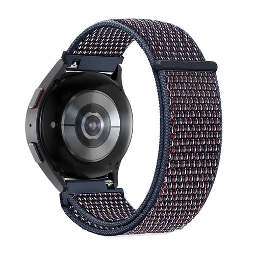 Nylon Loop Strap, indigo, on a watch, 3/4 rear view