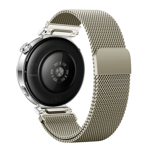 Milanese Strap 'Easy Fit', starlight, on a watch, 3/4 rear view
