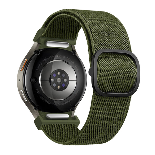 Nylon Elastic Strap 'Easy Fit', green, on a watch, 3/4 rear view