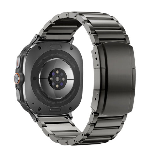Titanium Strap 'Classic', graphite, on a watch, 3/4 rear view