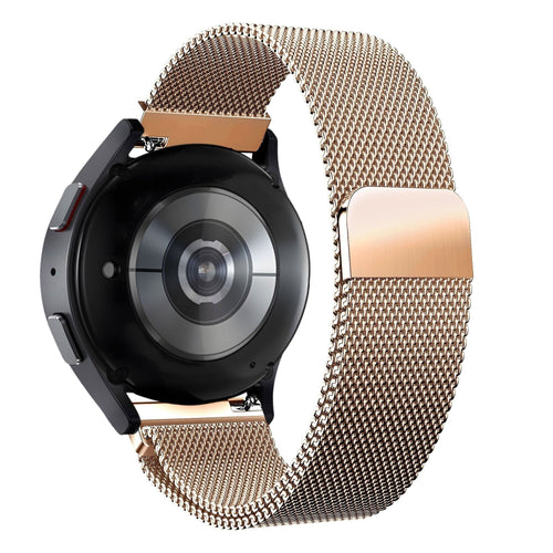 Milanese Loop Strap, rose gold, on a watch, 3/4 rear view