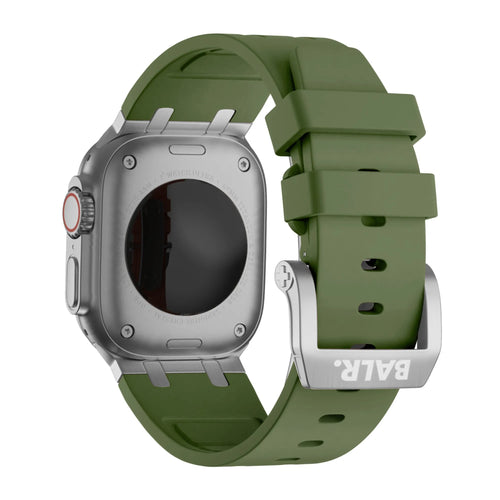 Liquid Silicone Strap, on a watch, 3/4 rear view