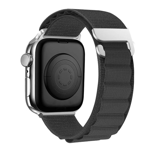 Nylon Alpine Strap, black, on a watch, 3/4 rear view