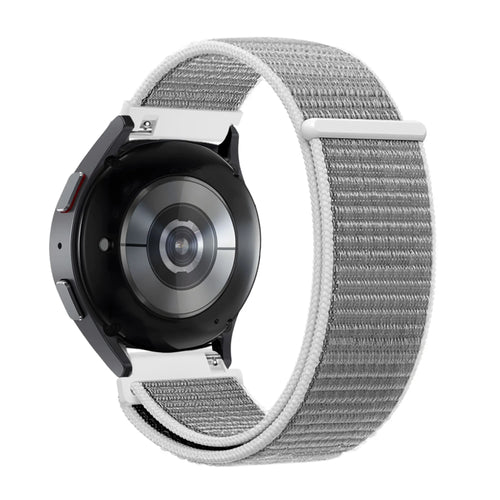 Nylon Loop Strap, grey, on a watch, 3/4 rear view