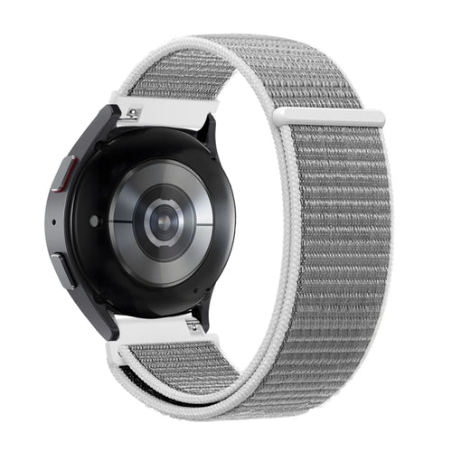 Nylon Loop Strap, grey, on a watch, 3/4 rear view