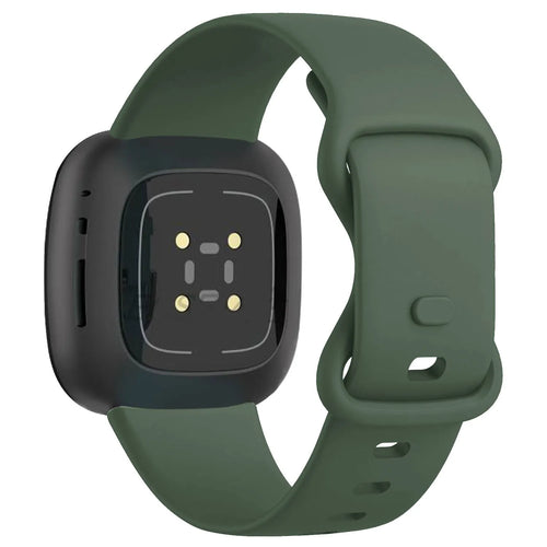 Silicone Strap 'Classic', dark green, on a watch, 3/4 rear view
