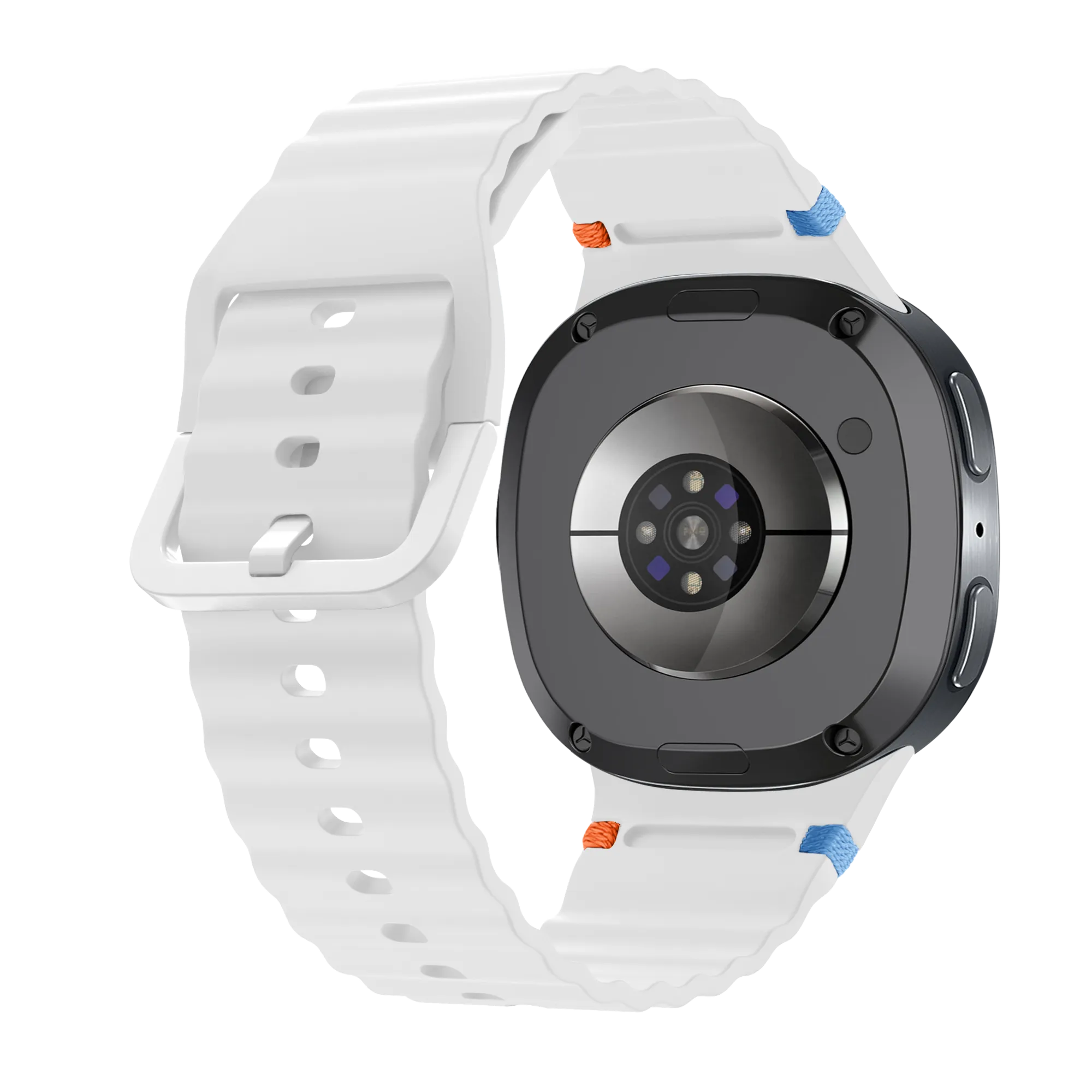 Bracelet silicone ondulé Samsung Galaxy Watch 8 - 44mm (blanc)