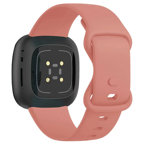 Silicone Strap 'Classic', pink, on a watch, 3/4 rear view