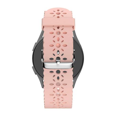 Patterned Silicone Strap, pink, on a watch, 3/4 rear view