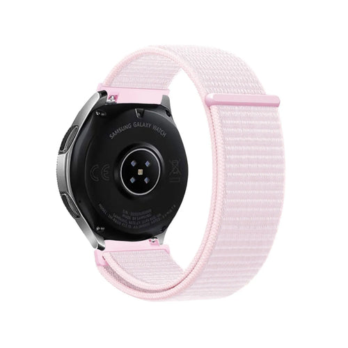 Nylon Strap, light pink, on a watch, 3/4 rear view