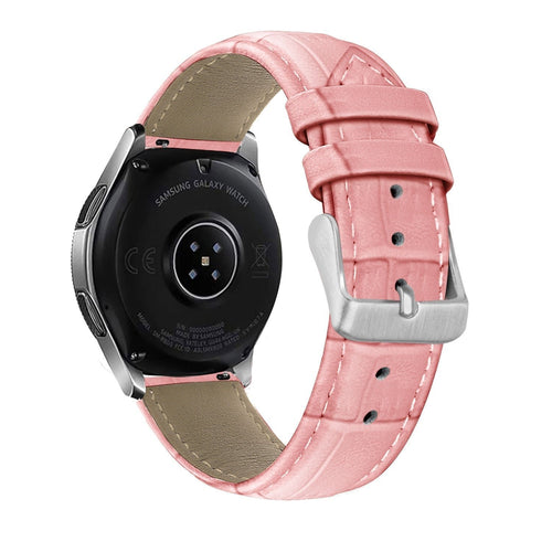 Leather Strap Crocodile Grain, soft pink, on a watch, 3/4 rear view