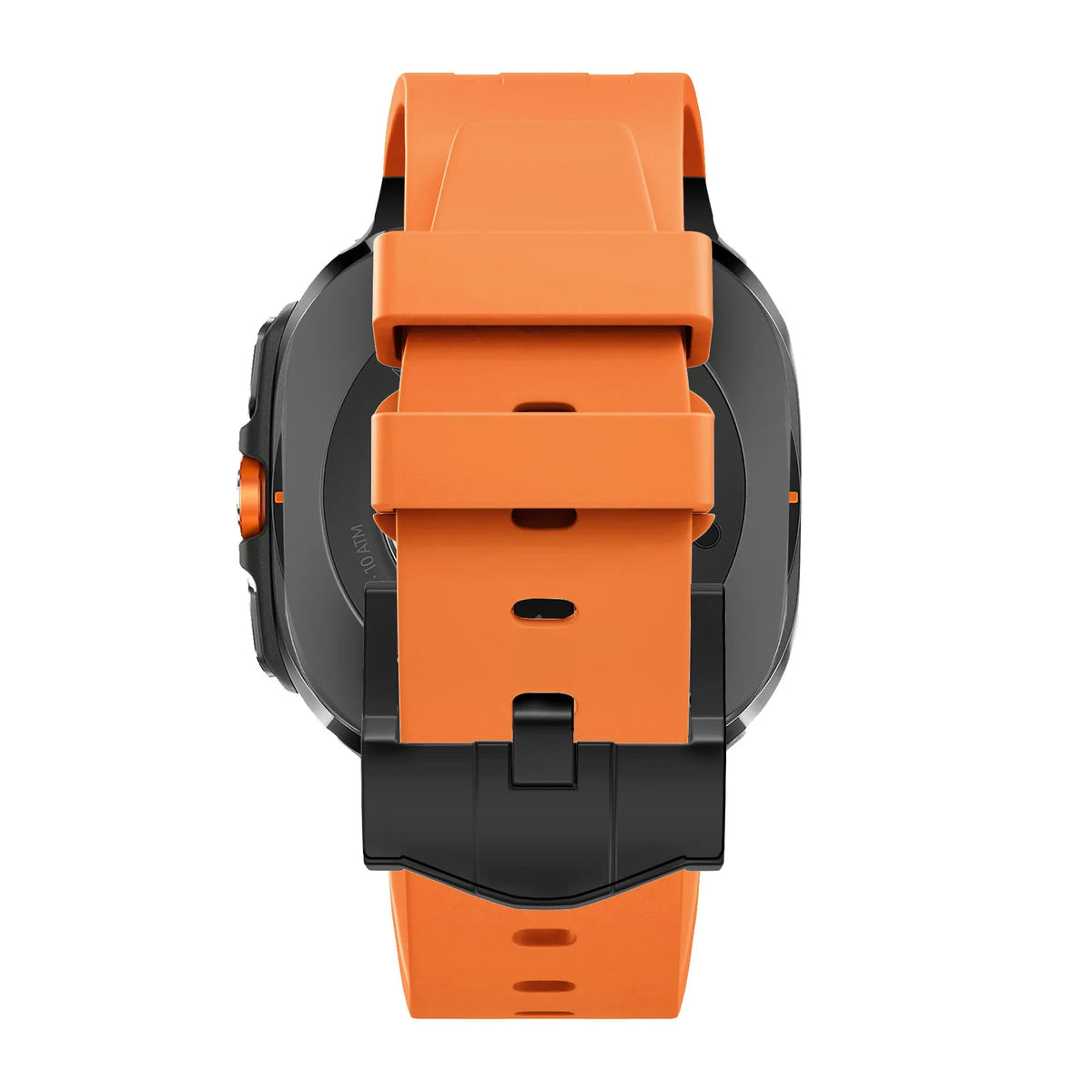 Silicone Strap 'Luxe Liquid', on a watch, 3/4 rear view