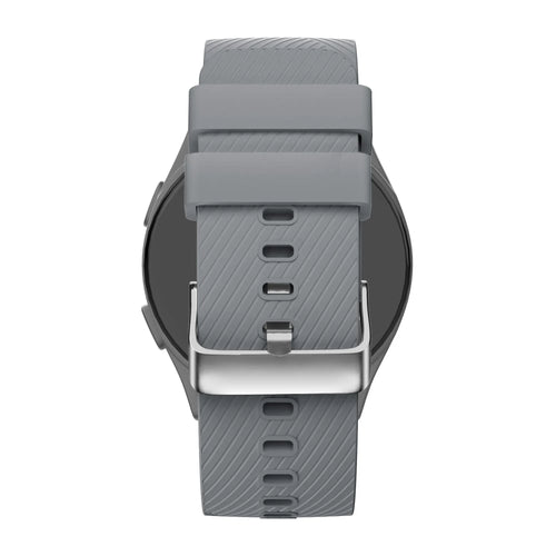 Silicone Strap 'Deluxe', grey, on a watch, 3/4 rear view