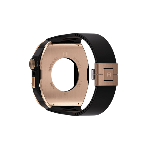 Reqior Apple Watch 45mm Case with Rubber Strap (Rose Gold/Black)