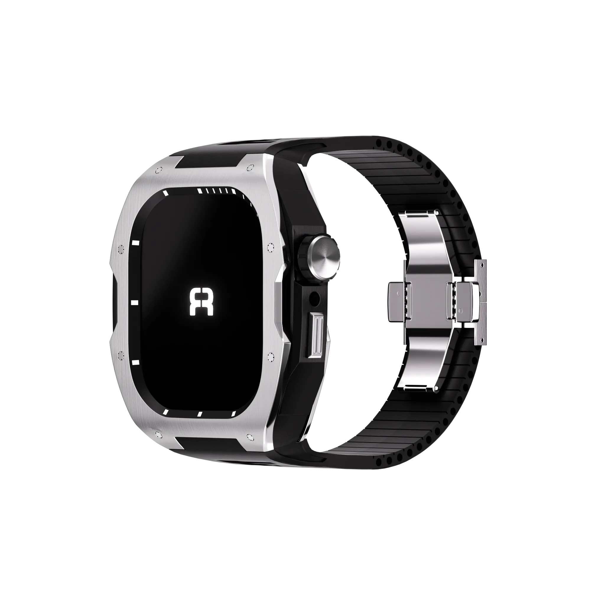 Reqior Boîtier avec bracelet en caoutchouc Apple Watch 45mm (argent)