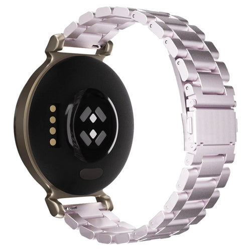 Steel Strap, pink, on a watch, 3/4 rear view