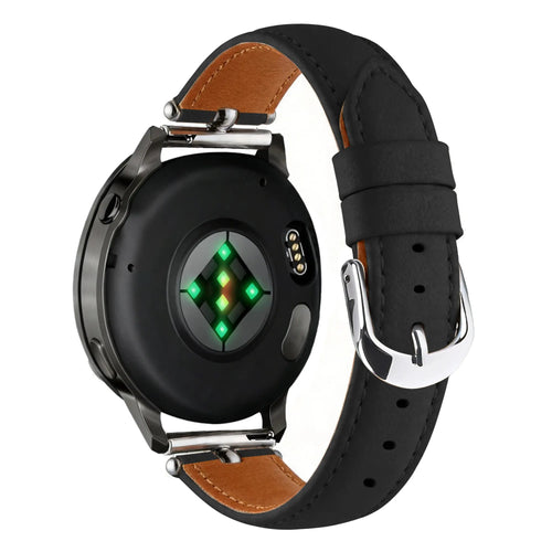 Leather Strap 'Bullet', black, on a watch, 3/4 rear view