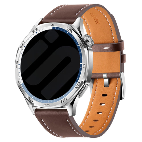 Huawei Watch GT 7 - 46mm Leather Strap 'One Push' (Dark Brown)
