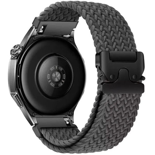 Nylon Braided Strap P-Buckle, grey, on a watch, 3/4 rear view