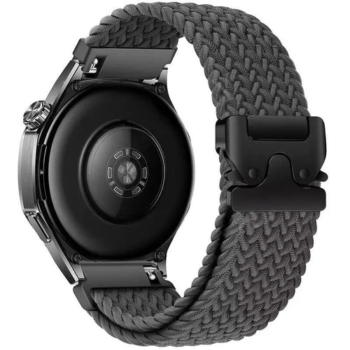 Nylon Braided Strap P-Buckle, grey, on a watch, 3/4 rear view