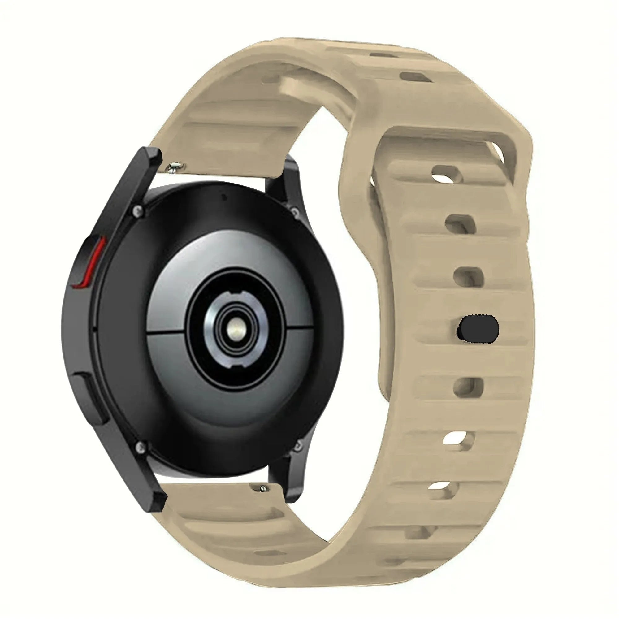 Outdoor Silicone Strap, beige, on a watch, 3/4 rear view