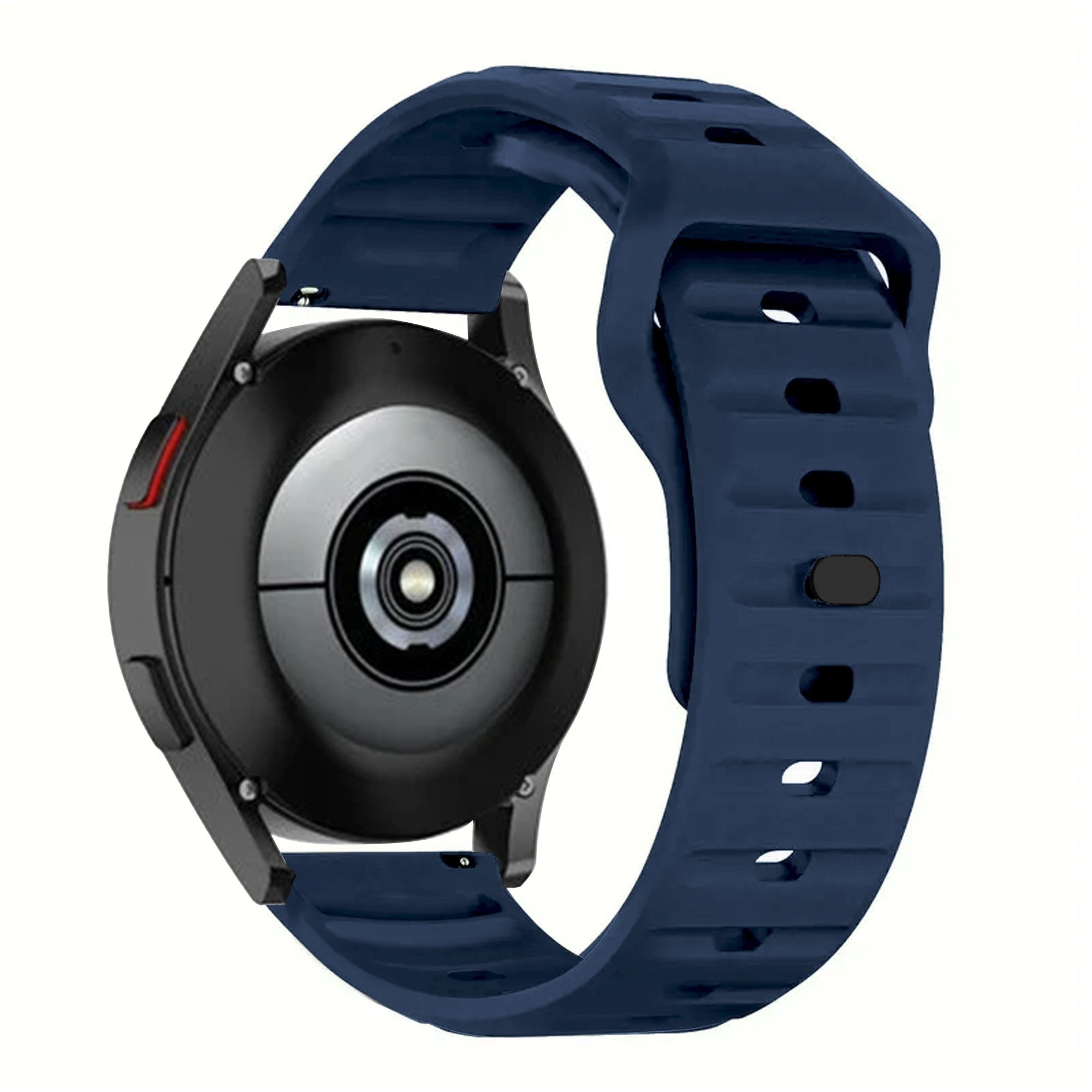 Outdoor Silicone Strap, blue, on a watch, 3/4 rear view