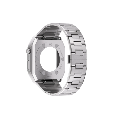 Reqior Apple Watch 45mm Case with Steel Strap 'Nautilus' (Silver)