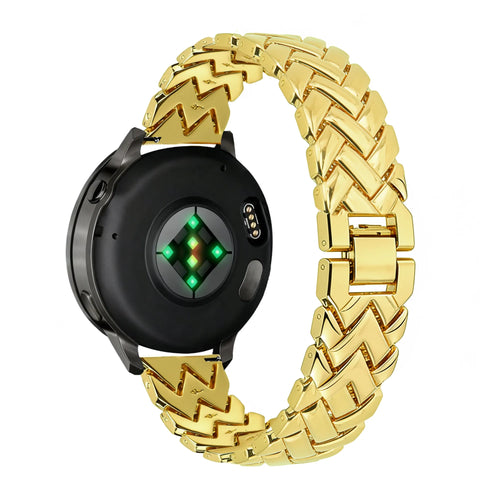 Metal Strap 'V-Type', gold, on a watch, 3/4 rear view