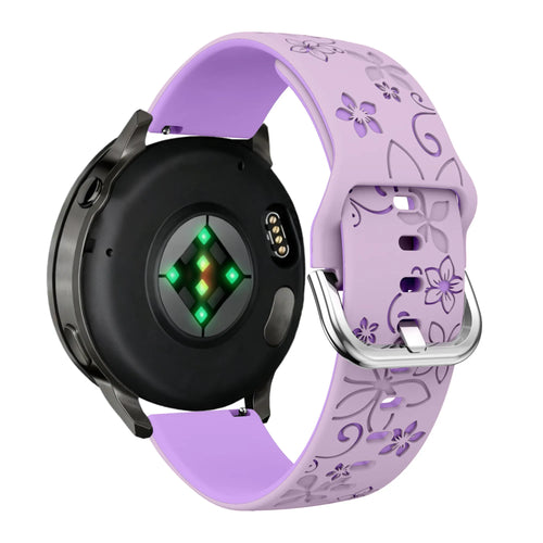 Bandz Garmin Vivomove Luxe Silicone Strap 'Flowers' (Lilac/Purple)