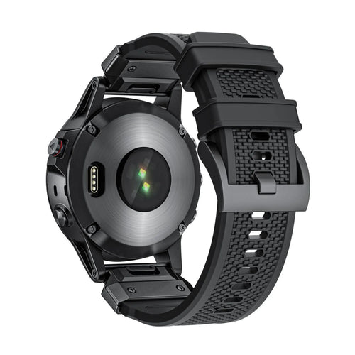 Silicone Strap 'Explorer', black, on a watch, 3/4 rear view