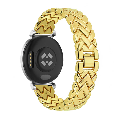 Metal Strap 'V-Type', gold, on a watch, 3/4 rear view