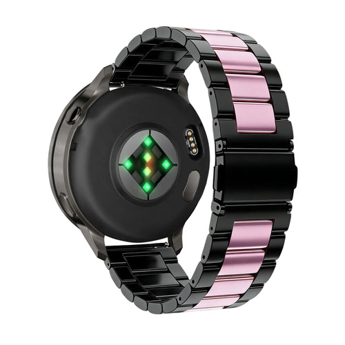 Bandz Garmin Vivomove 3s Steel Strap 'Classic' (Black/Pink)