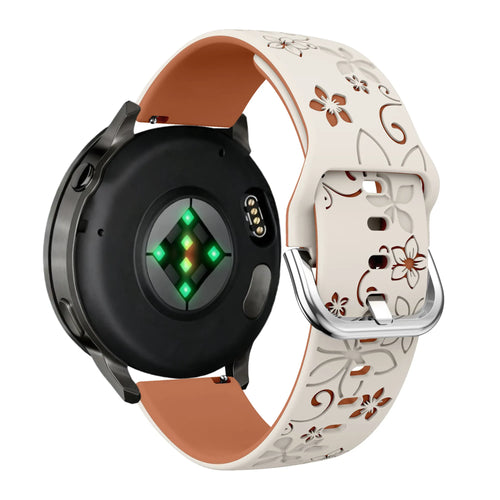 Bandz Garmin Vivoactive 5 Silicone Strap 'Flowers' (Starlight/Brown)