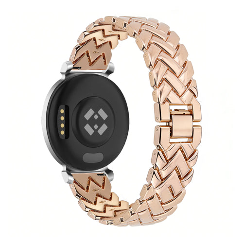 Metal Strap 'V-Type', rose gold, on a watch, 3/4 rear view