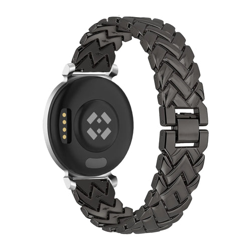 Metal Strap 'V-Type', black, on a watch, 3/4 rear view