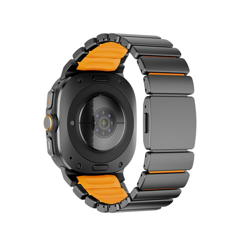 Bandz Samsung Galaxy Watch Ultra 2 Titanium Strap 'Hybrid' (Black/Orange)