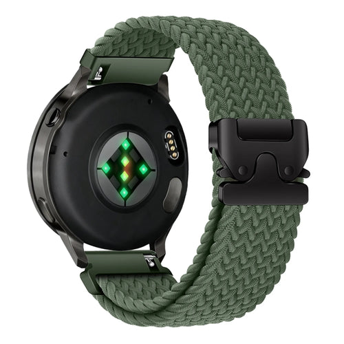 Nylon Braided Strap 'Parachute', green, on a watch, 3/4 rear view
