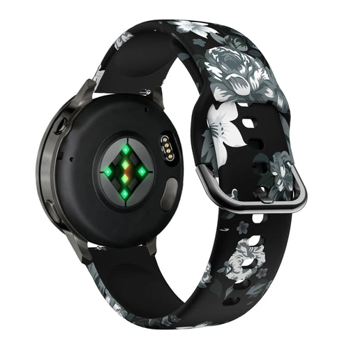 Bandz Bracelet silicone 'Fleur noire' Garmin Vivoactive 5