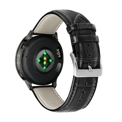 Bandz Bracelet cuir style crocodile Garmin Forerunner 255 (noir)