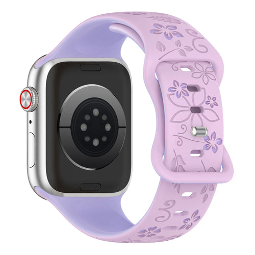 Bracelet silicone à fleurs Apple Watch (lilas/violet)