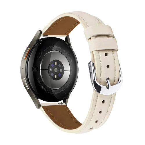Slimfit Leather Strap, light beige, on a watch, 3/4 rear view