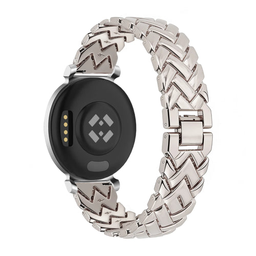 Metal Strap 'V-Type', starlight, on a watch, 3/4 rear view