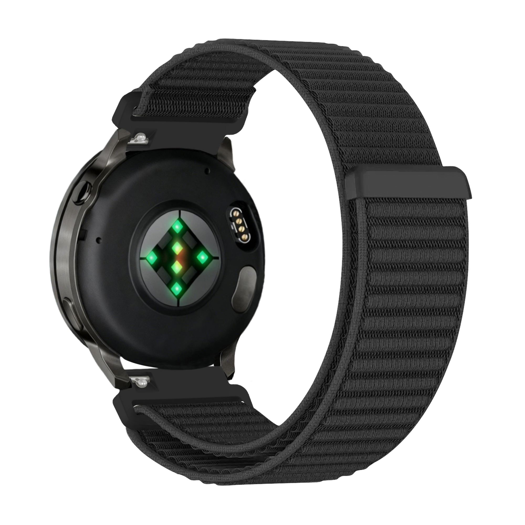 Bandz Bracelet nylon ondulé Garmin Vivoactive 4 (noir)