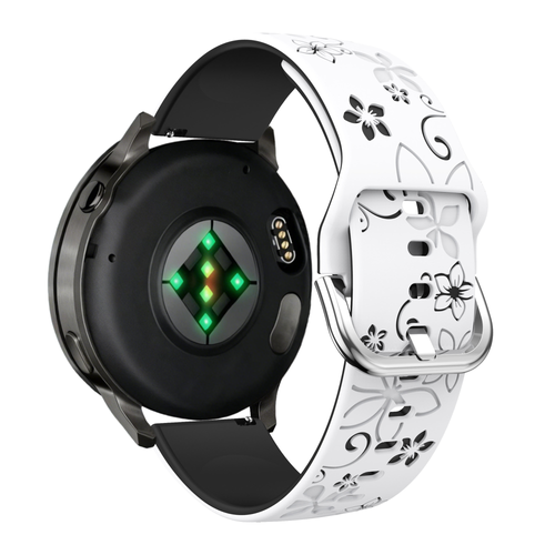 Bandz Bracelet silicone 'Fleurs' Garmin Forerunner 265s (blanc/noir)