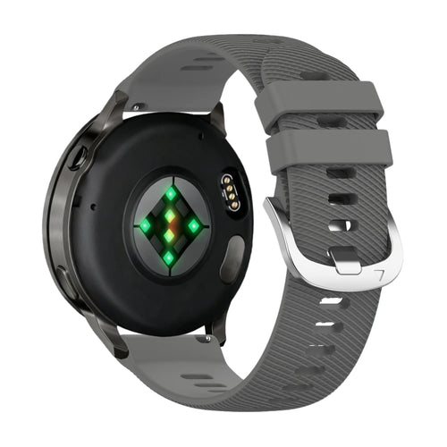 Silicone Strap 'Deluxe', dark grey, on a watch, 3/4 rear view
